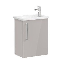 Vitra Root 66333 Lavabo Dolabı, Kapaklı, 45 Cm, Kompakt, Sağdan Armatür Delikli, Parlak Sahra Beji, Yuvarlak Lavabolu, Sağ